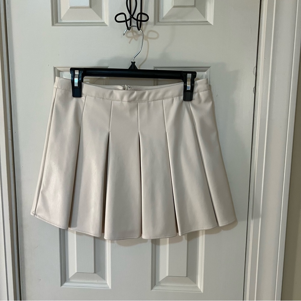Cream leather skirt